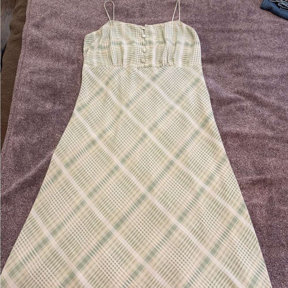 Lulu's Mint Checkered Midi Dress